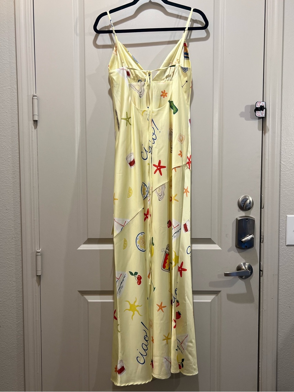 For Love & Lemons Ciao Print Slip Maxi Dress Size M NWT - Picture 3 of 8